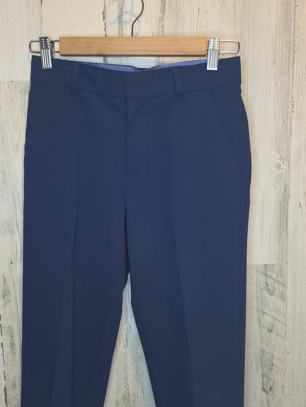IZOD Boys Suit 3 Piece Navy Blazer Pants Blue Dress Shirt Size 10 12 Stretch
